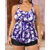 imageYonique Womens Plus Size Tankini Swimsuits with Shorts Two Piece Bathing Suits Ruffle Swimsuits Tummy Control SwimwearPurple Floral