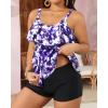 imageYonique Womens Plus Size Tankini Swimsuits with Shorts Two Piece Bathing Suits Ruffle Swimsuits Tummy Control SwimwearPurple Floral