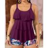 imageYonique Womens Plus Size Tankini Swimsuits with Shorts Two Piece Bathing Suits Ruffle Swimsuits Tummy Control SwimwearPurple Leaves