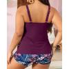 imageYonique Womens Plus Size Tankini Swimsuits with Shorts Two Piece Bathing Suits Ruffle Swimsuits Tummy Control SwimwearPurple Leaves