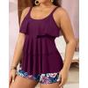 imageYonique Womens Plus Size Tankini Swimsuits with Shorts Two Piece Bathing Suits Ruffle Swimsuits Tummy Control SwimwearPurple Leaves