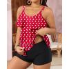imageYonique Womens Plus Size Tankini Swimsuits with Shorts Two Piece Bathing Suits Ruffle Swimsuits Tummy Control SwimwearRed Polka Dots
