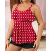 imageYonique Womens Plus Size Tankini Swimsuits with Shorts Two Piece Bathing Suits Ruffle Swimsuits Tummy Control SwimwearRed Polka Dots