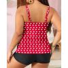 imageYonique Womens Plus Size Tankini Swimsuits with Shorts Two Piece Bathing Suits Ruffle Swimsuits Tummy Control SwimwearRed Polka Dots