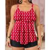 imageYonique Womens Plus Size Tankini Swimsuits with Shorts Two Piece Bathing Suits Ruffle Swimsuits Tummy Control SwimwearRed Polka Dots