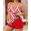 imageYonique Womens Plus Size Tankini Swimsuits with Shorts Two Piece Bathing Suits Ruffle Swimsuits Tummy Control SwimwearRed Ripple