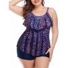 imageYonique Womens Plus Size Tankini Swimsuits with Shorts Two Piece Bathing Suits Ruffle Swimsuits Tummy Control SwimwearStar Whole Sky