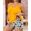 imageYonique Womens Plus Size Tankini Swimsuits with Shorts Two Piece Bathing Suits Ruffle Swimsuits Tummy Control SwimwearYellow