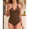 imageYonique Womens Two Piece Swimsuits Tummy Control Tankini Plus Size Bathing Suit Halter V Neck SwimwearBrown