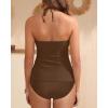 imageYonique Womens Two Piece Swimsuits Tummy Control Tankini Plus Size Bathing Suit Halter V Neck SwimwearBrown