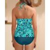 imageYonique Womens Two Piece Swimsuits Tummy Control Tankini Plus Size Bathing Suit Halter V Neck SwimwearGreen Paisley