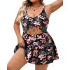 imagePlus Size Swim Dress  One Piece Swimsuit Tummy Control Bathing Suit with Skirt Cutout SwimwearPink Floral