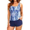 imageTankini Swimsuits with Shorts  Two Piece Swimsuits Tummy Control Bathing Suits with PocketsBlue Tie Dye