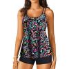 imageWomen Tankini Swimsuit with Shorts  Flowy Two Piece Swimsuits Tummy Control Bathing Suits 2025 SwimwearColorful Paisley