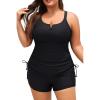 imageWomens Plus Size Tankini Swimsuit  Two Piece Bathing Suit with Shorts 2025 VWired Tummy Control SwimwearBlack