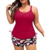 imageWomens Plus Size Tankini Swimsuit  Two Piece Bathing Suit with Shorts 2025 VWired Tummy Control SwimwearRed Flowers