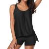 imageYonique 2 Piece Swimsuit for Women Blouson Tankini Top with Shorts Tummy Control Bathing SuitBlack