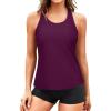 imageYonique 3 Piece Tankini Swimsuits for Women Swim Tank Top Bathing Suits with Boy Shorts and Bra Athletic SwimwearDark Red
