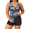 imageYonique Womens Plus Size Swimsuits with Shorts Tummy Control Tankini Two Piece Bathing Suits Athletic SwimwearColorful Floral1
