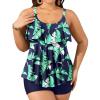 Blue & Green Leaf Tankini