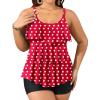 imageYonique Womens Plus Size Tankini Swimsuits with Shorts Two Piece Bathing Suits Ruffle Swimsuits Tummy Control SwimwearRed Polka Dots