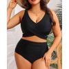 imageWomen Plus Size High Waisted Bikini  Two Piece Swimsuit Tummy Control Bathing Suit Wrap Tie Back 2025 SwimwearBlack