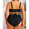 imageWomen Plus Size High Waisted Bikini  Two Piece Swimsuit Tummy Control Bathing Suit Wrap Tie Back 2025 SwimwearBlack