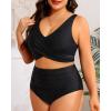 imageWomen Plus Size High Waisted Bikini  Two Piece Swimsuit Tummy Control Bathing Suit Wrap Tie Back 2025 SwimwearBlack
