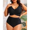 imageWomen Plus Size High Waisted Bikini  Two Piece Swimsuit Tummy Control Bathing Suit Wrap Tie Back 2025 SwimwearBlack