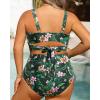 imageWomen Plus Size High Waisted Bikini  Two Piece Swimsuit Tummy Control Bathing Suit Wrap Tie Back 2025 SwimwearOlive Green Floral