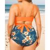 imageWomen Plus Size High Waisted Bikini  Two Piece Swimsuit Tummy Control Bathing Suit Wrap Tie Back 2025 SwimwearOrange Flowers
