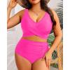 imageWomen Plus Size High Waisted Bikini  Two Piece Swimsuit Tummy Control Bathing Suit Wrap Tie Back 2025 SwimwearPink