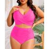 imageWomen Plus Size High Waisted Bikini  Two Piece Swimsuit Tummy Control Bathing Suit Wrap Tie Back 2025 SwimwearPink