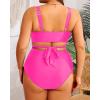 imageWomen Plus Size High Waisted Bikini  Two Piece Swimsuit Tummy Control Bathing Suit Wrap Tie Back 2025 SwimwearPink