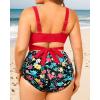 imageWomen Plus Size High Waisted Bikini  Two Piece Swimsuit Tummy Control Bathing Suit Wrap Tie Back 2025 SwimwearRed Floral