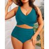 imageWomen Plus Size High Waisted Bikini  Two Piece Swimsuit Tummy Control Bathing Suit Wrap Tie Back 2025 SwimwearTeal