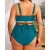 imageWomen Plus Size High Waisted Bikini  Two Piece Swimsuit Tummy Control Bathing Suit Wrap Tie Back 2025 SwimwearTeal