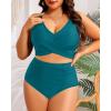imageWomen Plus Size High Waisted Bikini  Two Piece Swimsuit Tummy Control Bathing Suit Wrap Tie Back 2025 SwimwearTeal