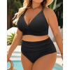 imageWomen Plus Size Two Piece Swimsuit  High Waisted Bikini with Double Straps Tummy Control Bathing Suit 2025 SwimwearBlack