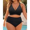 imageWomen Plus Size Two Piece Swimsuit  High Waisted Bikini with Double Straps Tummy Control Bathing Suit 2025 SwimwearBlack