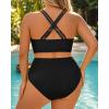 imageWomen Plus Size Two Piece Swimsuit  High Waisted Bikini with Double Straps Tummy Control Bathing Suit 2025 SwimwearBlack