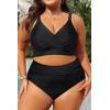 imageWomens Plus Size High Waisted Bikini  Two Piece Swimsuit Tummy Control Bathing Suit 2025 Twist SwimwearBlack