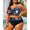 imageWomens Plus Size High Waisted Bikini  Two Piece Swimsuit Tummy Control Bathing Suit 2025 Twist SwimwearBlack Floral