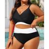 imageWomens Plus Size High Waisted Bikini  Two Piece Swimsuit Tummy Control Bathing Suit 2025 Twist SwimwearBlack and White