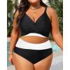 imageWomens Plus Size High Waisted Bikini  Two Piece Swimsuit Tummy Control Bathing Suit 2025 Twist SwimwearBlack and White