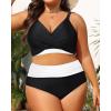 imageWomens Plus Size High Waisted Bikini  Two Piece Swimsuit Tummy Control Bathing Suit 2025 Twist SwimwearBlack and White