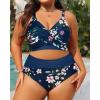 imageWomens Plus Size High Waisted Bikini  Two Piece Swimsuit Tummy Control Bathing Suit 2025 Twist SwimwearBlue Flower