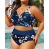 imageWomens Plus Size High Waisted Bikini  Two Piece Swimsuit Tummy Control Bathing Suit 2025 Twist SwimwearBlue Flower