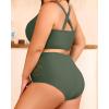 imageWomens Plus Size Two Piece Swimsuits  High Waisted Bikini Tummy Control Bathing Suits 2025 Twist Knot SwimwearArmy Green