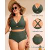 imageWomens Plus Size Two Piece Swimsuits  High Waisted Bikini Tummy Control Bathing Suits 2025 Twist Knot SwimwearArmy Green